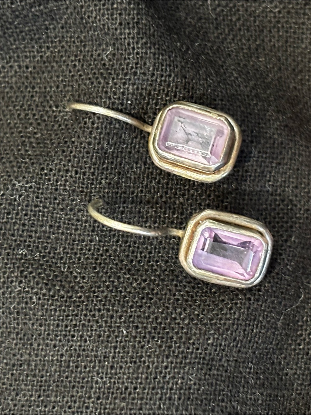 Steling Purple Stone Drop Earrings - Unbranded